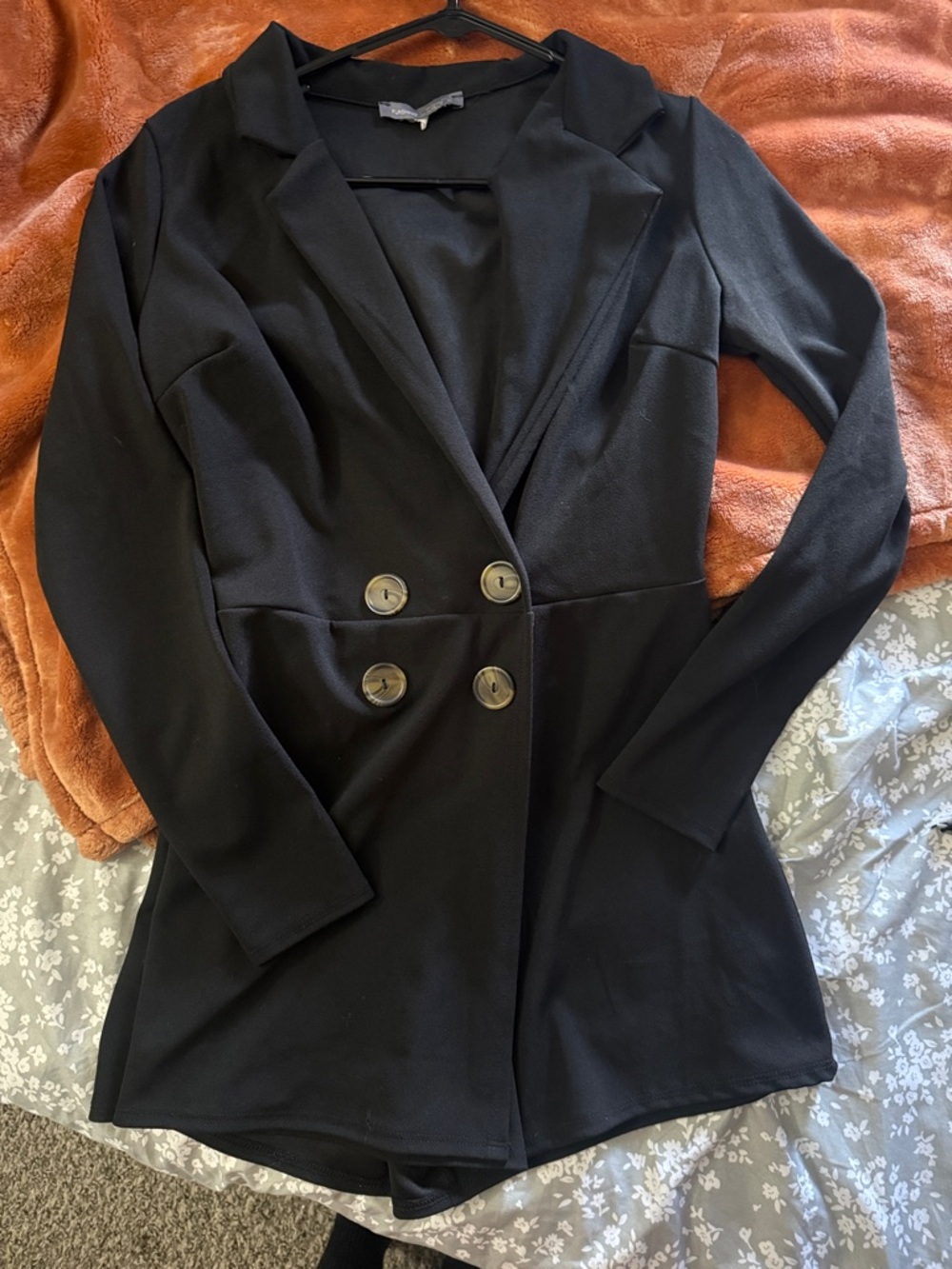 Women's Black Double-Breasted Jumpsuit Romper